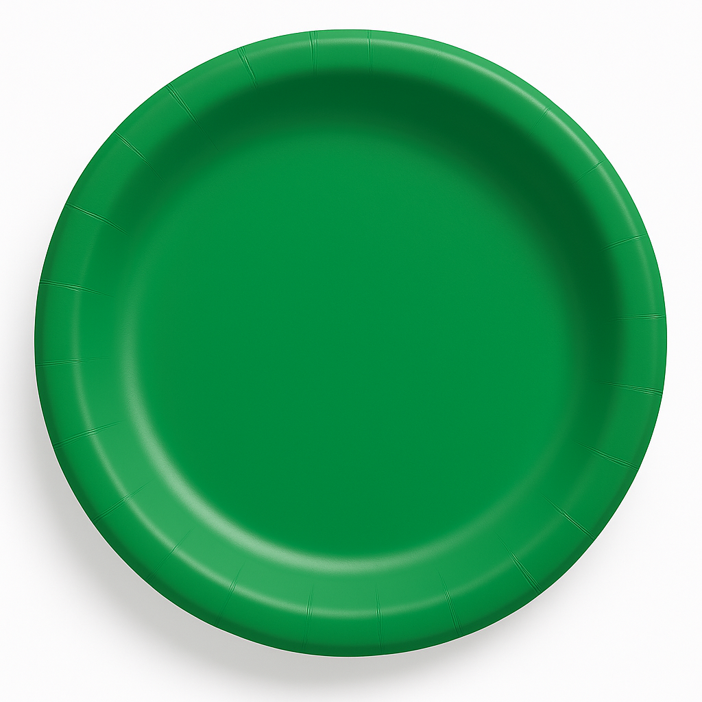 Festive Green 8.5" Round Paper Lunch Plates