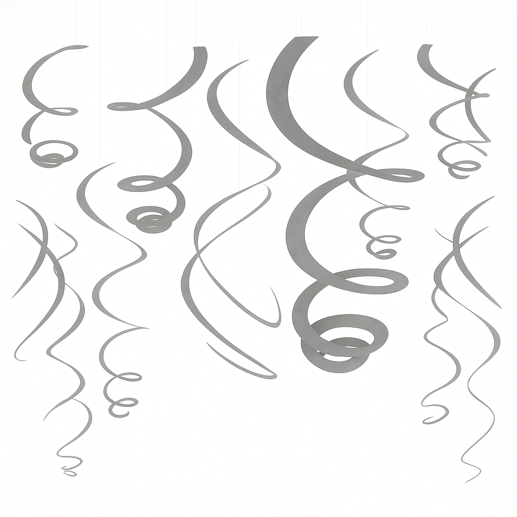 Silver Swirl Decorations - 12 Pack