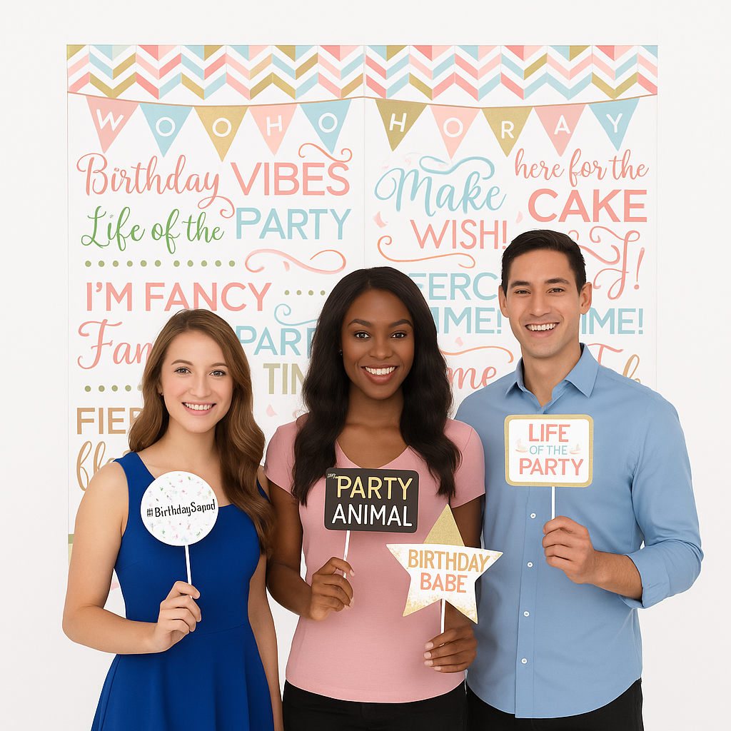 Confetti Fun Birthday Scene Setter with Photo Booth Props