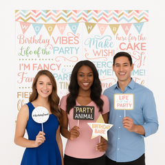 Confetti Fun Birthday Scene Setter with Photo Booth Props