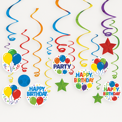 Colorful Swirly Birthday Celebration Hanging Decorations