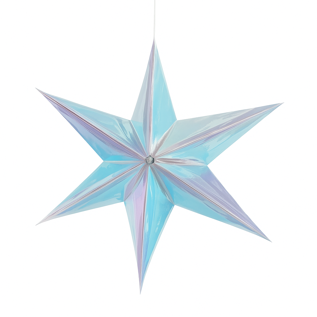 Iridescent Luminous 3D Hanging Foil Star Decoration - 24"