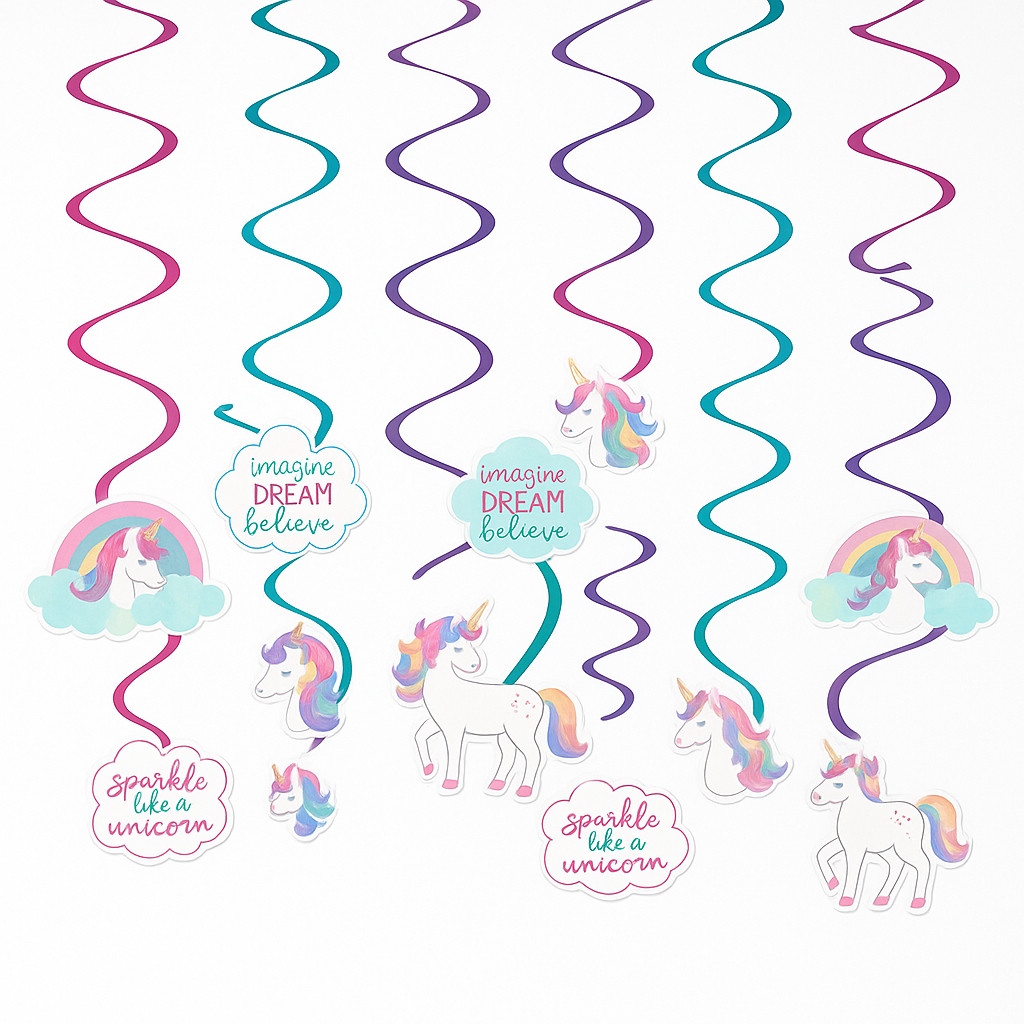 Enchanted Unicorn Swirl Decorations - 12 Pack