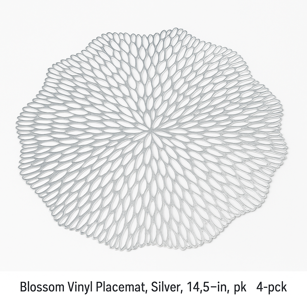 Premium Silver Blossom Placemats - Set of 4