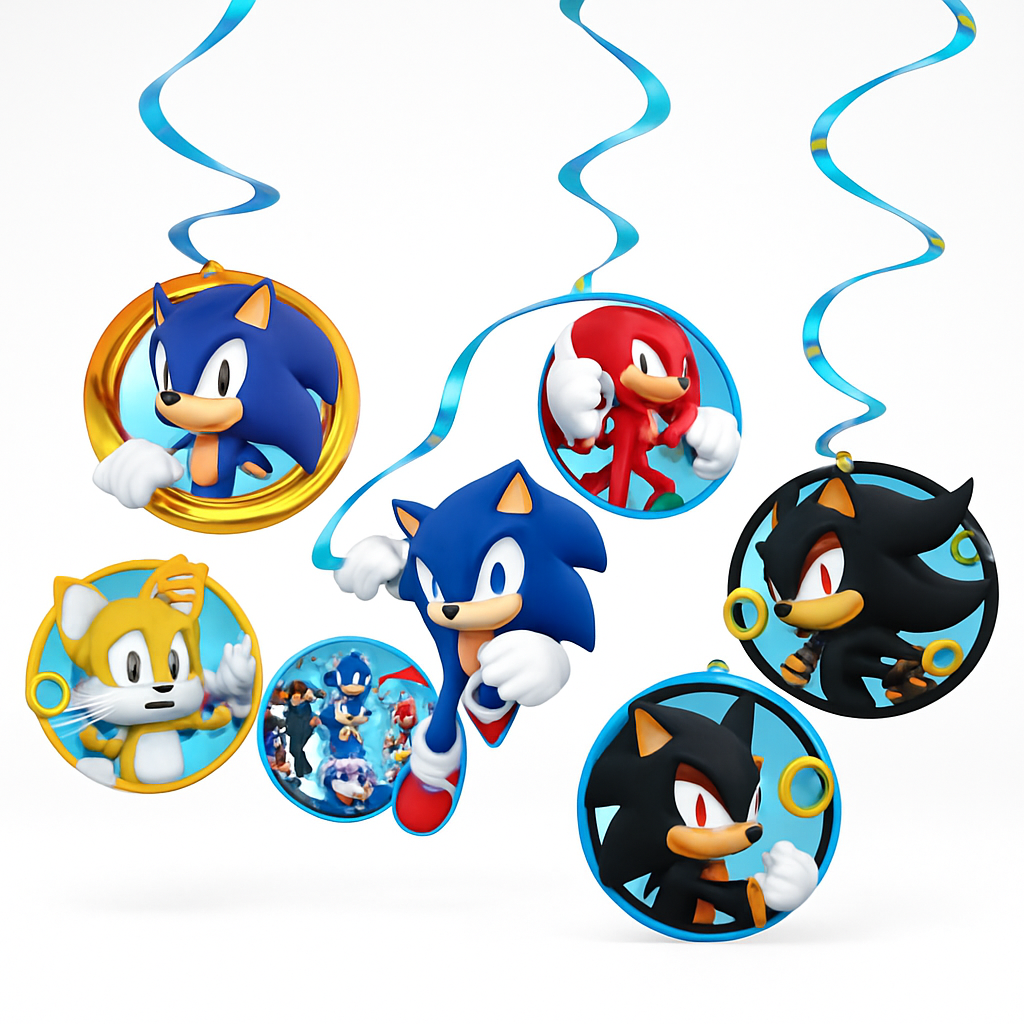 Sonic the Hedgehog Spiral Decorations - 12-Pack