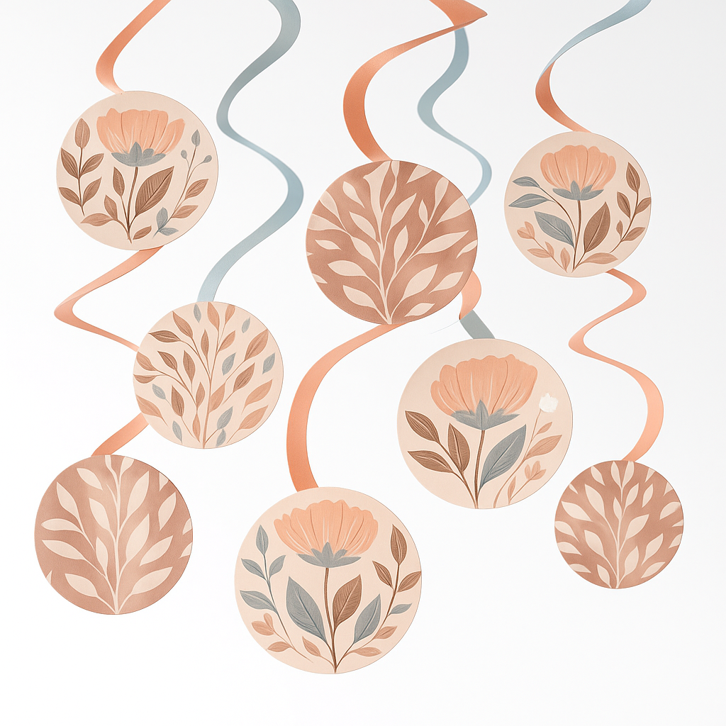 Rose Gold Floral Swirl Hanging Decorations