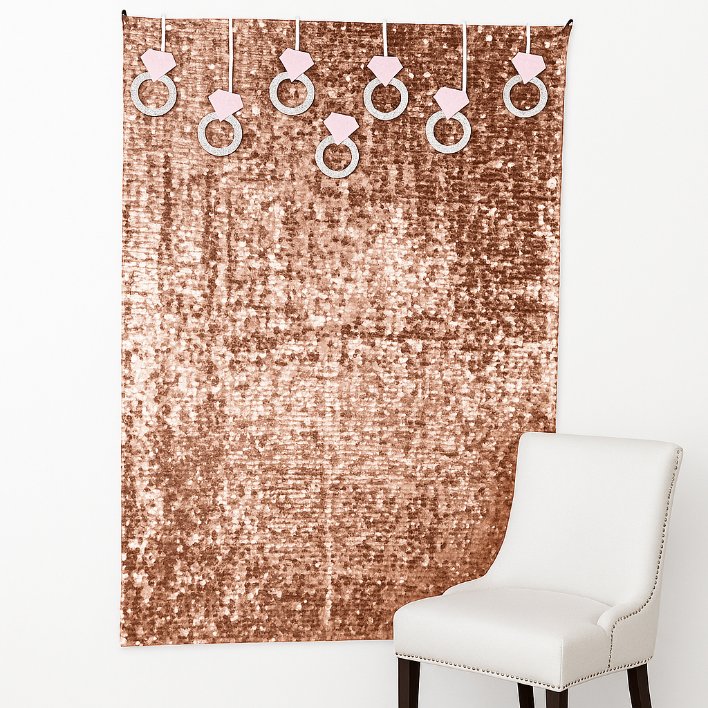 Blush Paillettes Wedding Backdrop with Sequin Accents