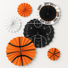 Basketball Fan Room Decoration Kit - Multi-Color Paper Fans, 6-Pack