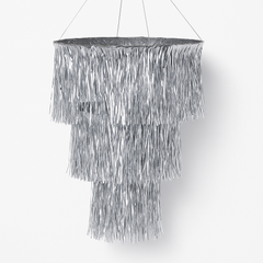 Silver Tinsel Disco Hanging Decoration