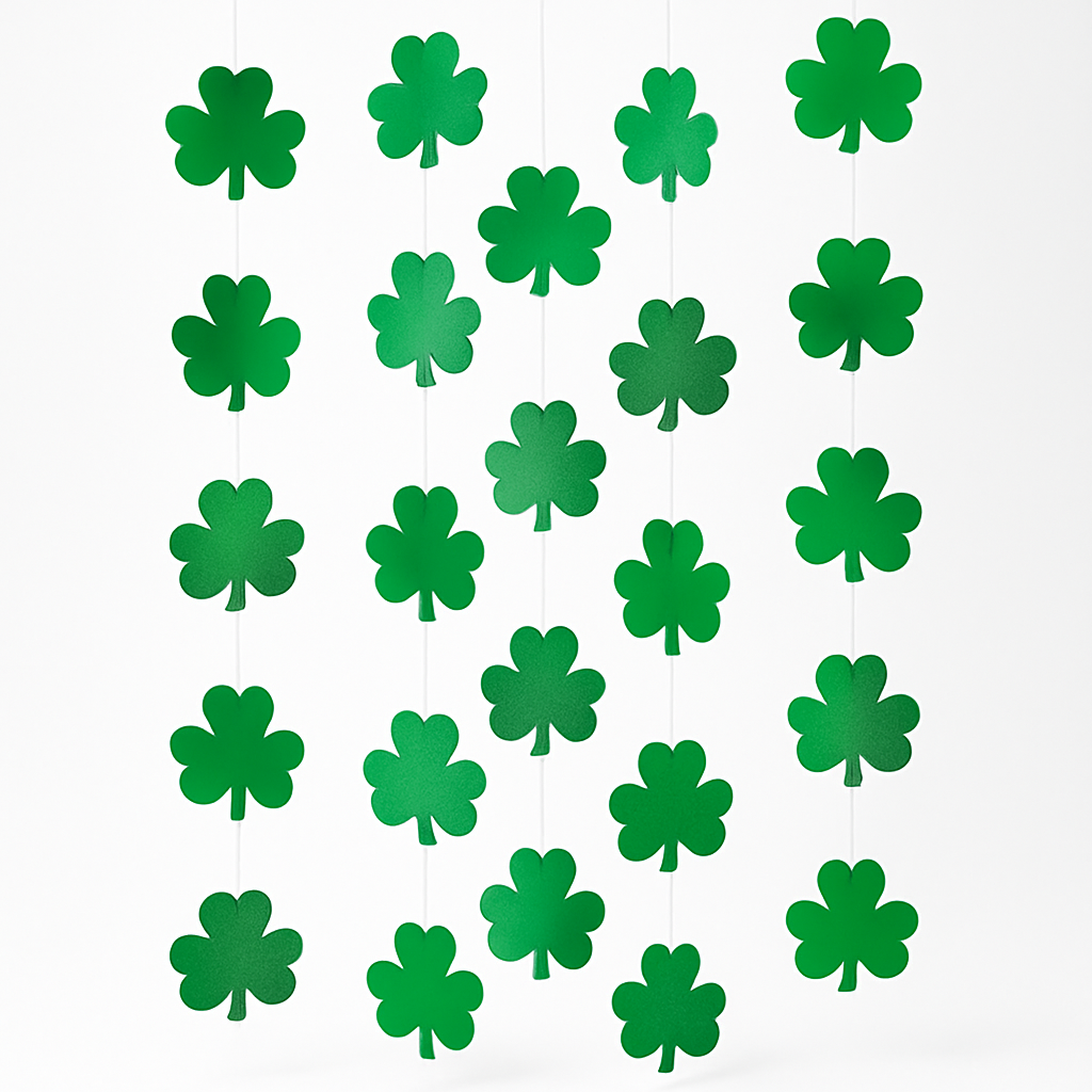 St. Patrick's Day Shamrock String Hanging Decorations, 7 ft, 6-Pack