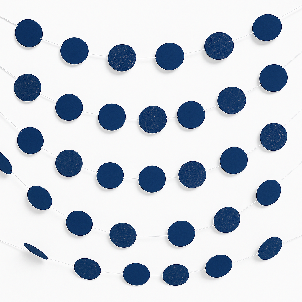 Royal Blue Glitter Polka Dot String Decorations, 7-Inch, 6-Pack