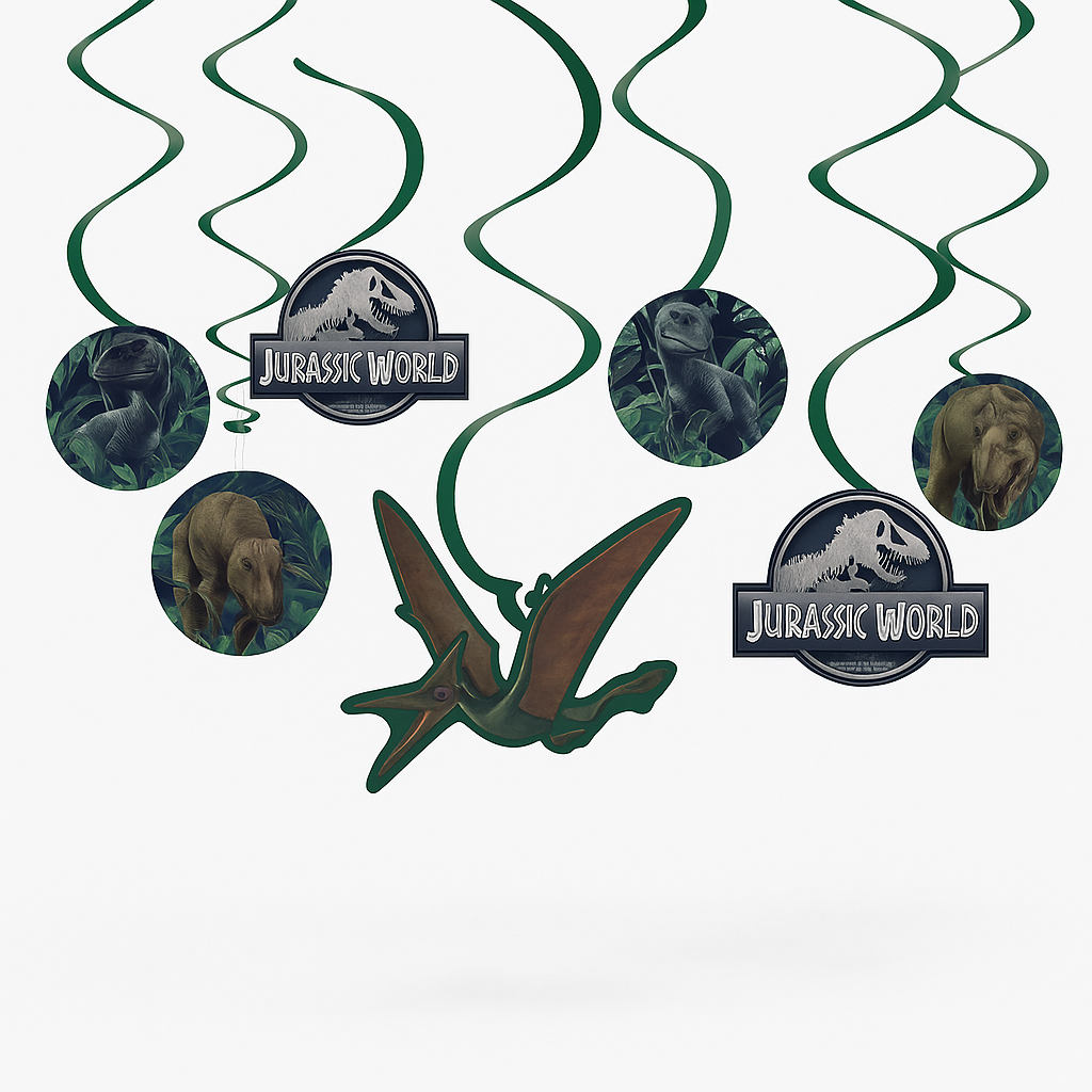 Jurassic World 3D Spiral Hanging Decorations, 12-Pack