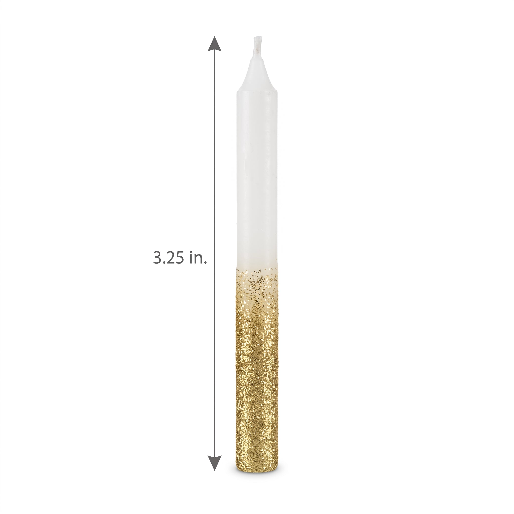 Gold Glitter Dip Birthday Candles, 3.25-Inch, 12-Pack
