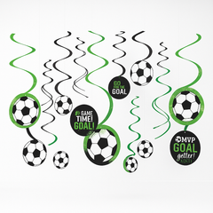 Goal Getter Soccer Swirl Hanging Decorations, 12-Pack