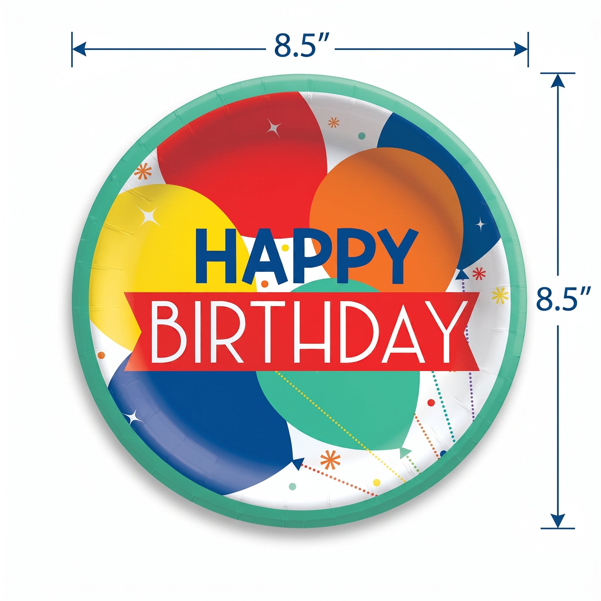 Festive Balloon Birthday Paper Plates - 8.5"