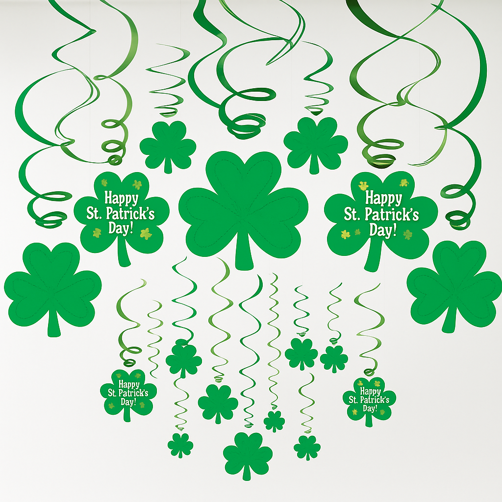 St. Patrick's Day Shamrock Swirl Decorations - 30 Pack