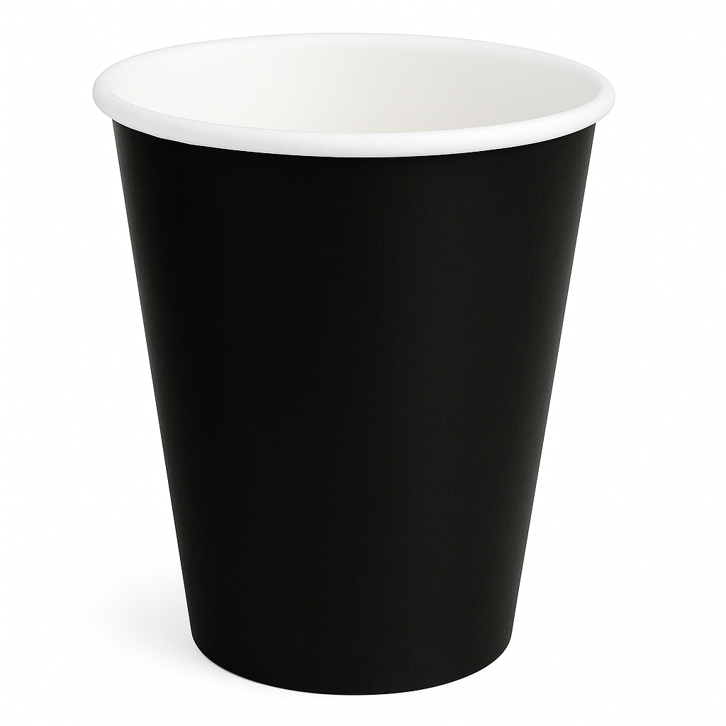 Jet Black 9oz Paper Cups - Solid Color Collection