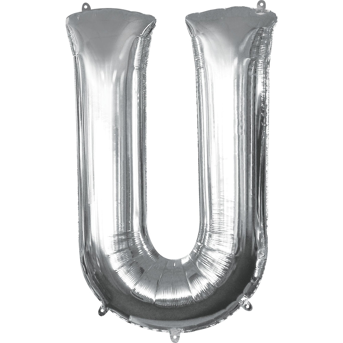 Silver Letter "U" Foil Balloon - Metallic Mylar Decoration