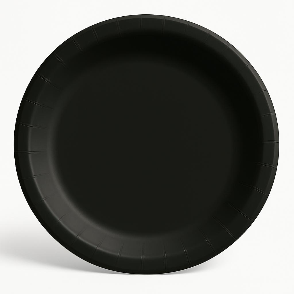 Classic Black 10" Paper Dinner Plates - Solid Color