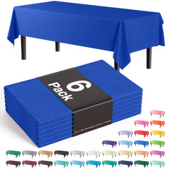 Dark Blue Plastic Table Covers | 6 Pack - 54 In. x 108 In.