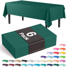 Dark Green Plastic Table Covers | 6 Pack - 54 In. x 108 In.