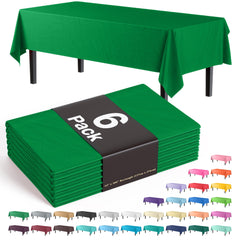 Premium Emerald Green Plastic Table Covers | 6 Pack - 54 In. x 108 In.