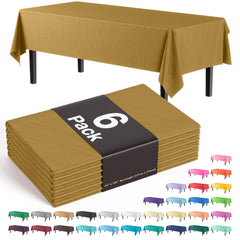 Premium Gold Plastic Table Covers | 6 Pack - 54 In. x 108 In.