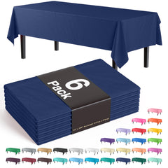 Navy Blue Plastic Table Covers | 6 Pack - 54 In. x 108 In.
