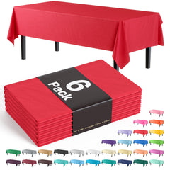 Red Plastic Table Covers | 6 Pack - 54 In. x 108 In.