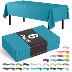 Premium Turquoise Plastic Table Covers | 6 Pack - 54 In. x 108 In.