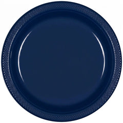 True Navy 7" Round Plastic Plates - 50 Count