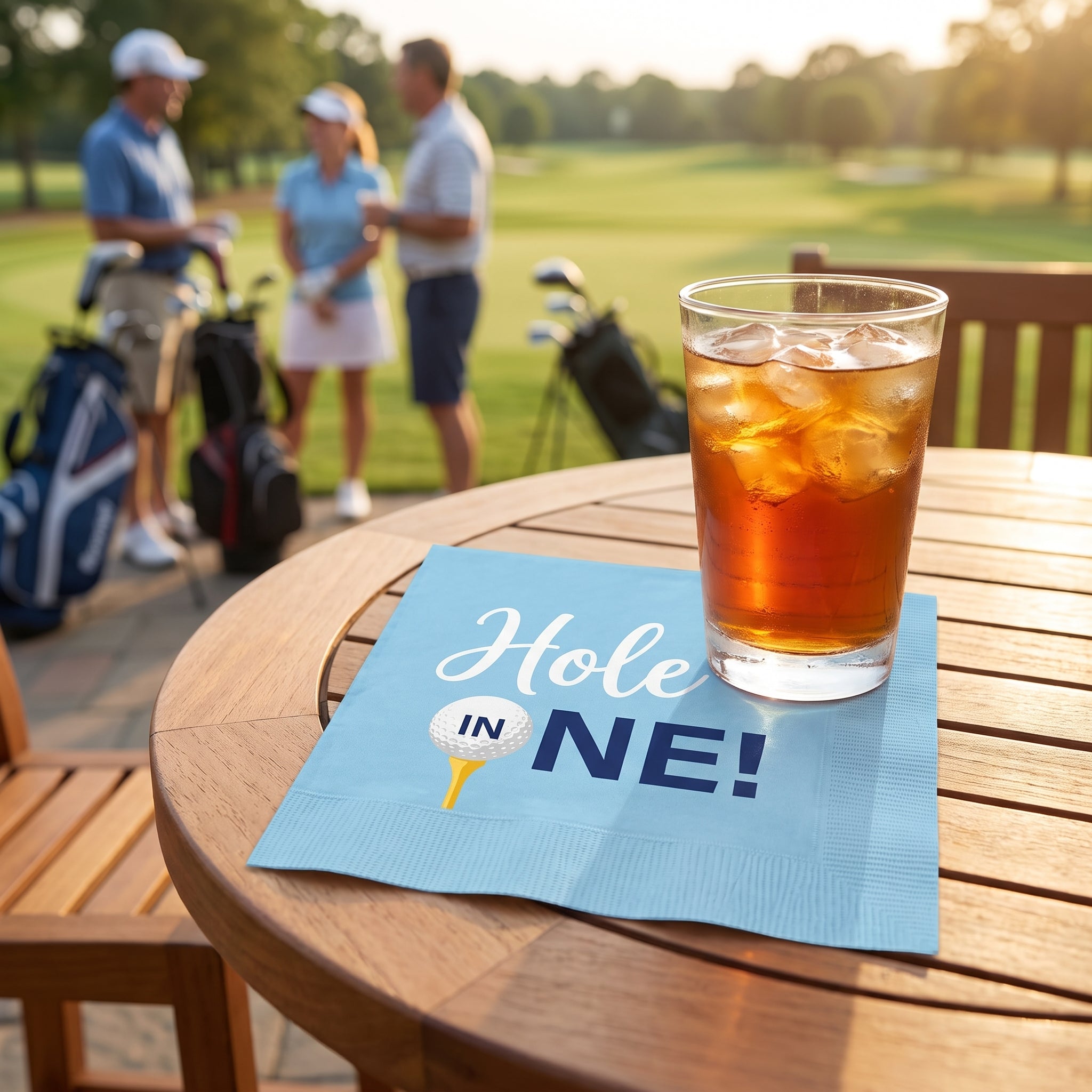 "Hole in One" Golf-Themed Beverage Napkins - 40 Pack - 6.5 In. X 6.5 In.