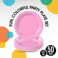 7 In. Pink Paper Plates - 50 Ct.
