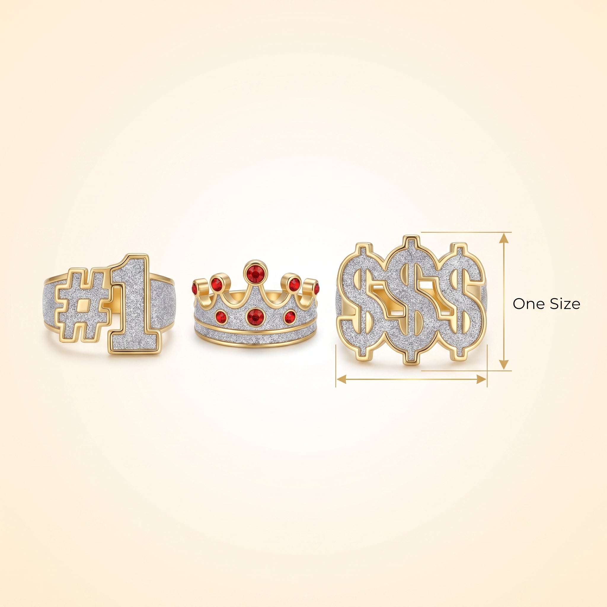 Bling Rings Costume Set - Silver, 3-Pack