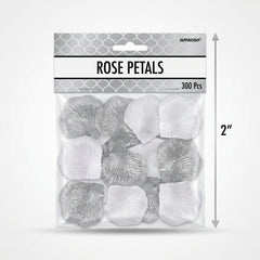 Elegant Silver Fabric Rose Petal Decorations - 300 Pack