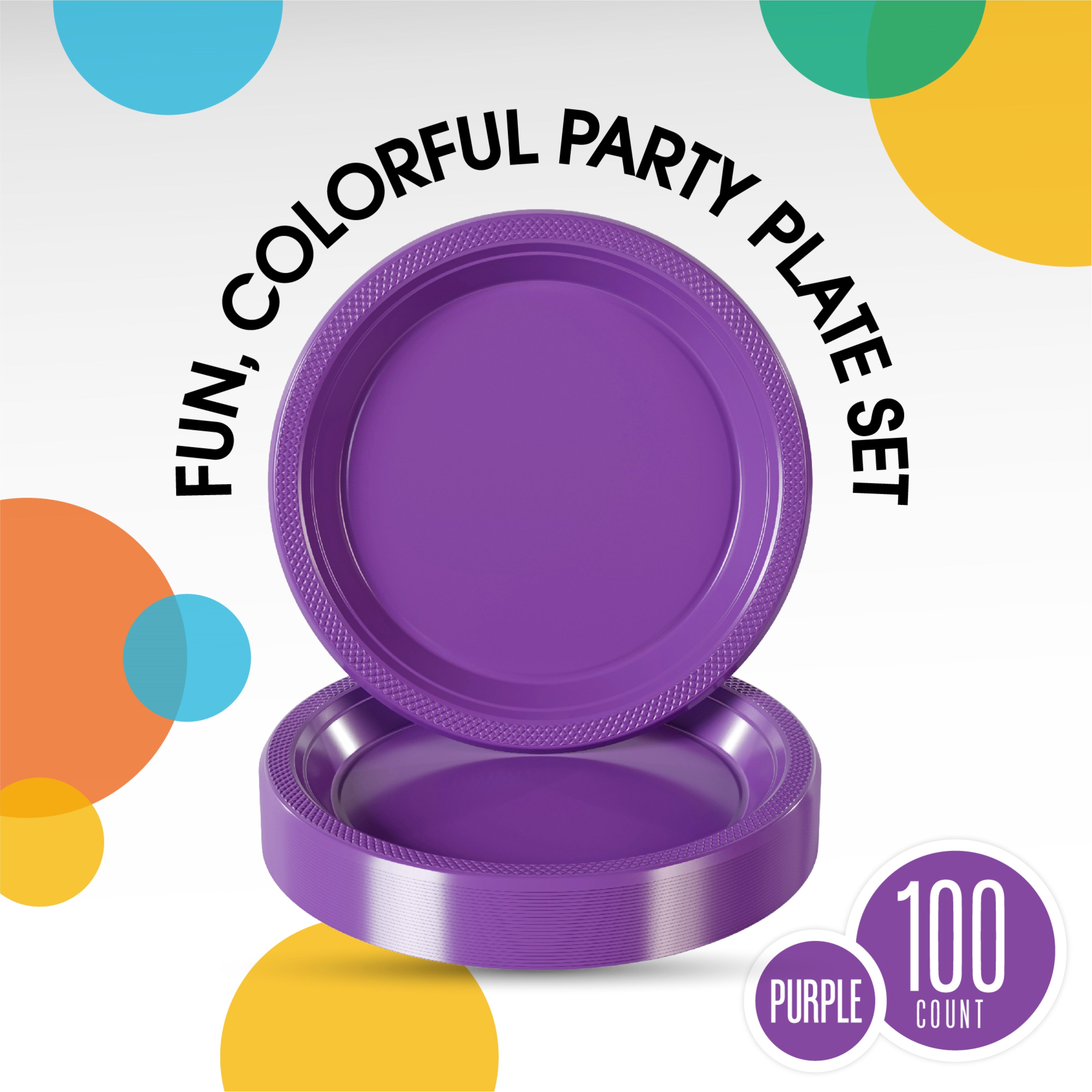 10 In. Purple Plastic Plates | 100 Count