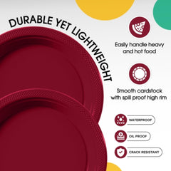 7 In. Burgundy Plastic Plates | 50 Count
