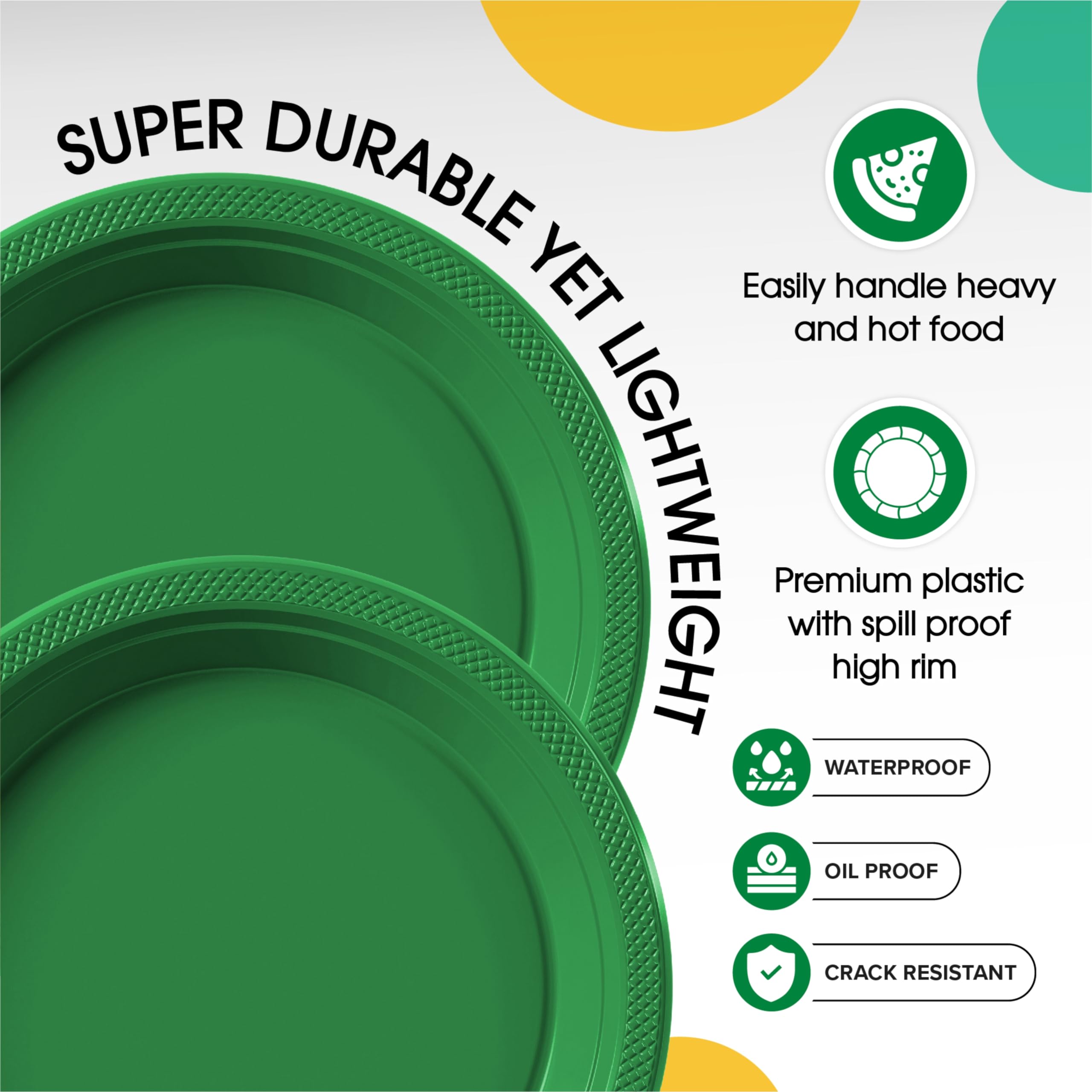 7 In. Emerald Green Plastic Plates | 50 Count