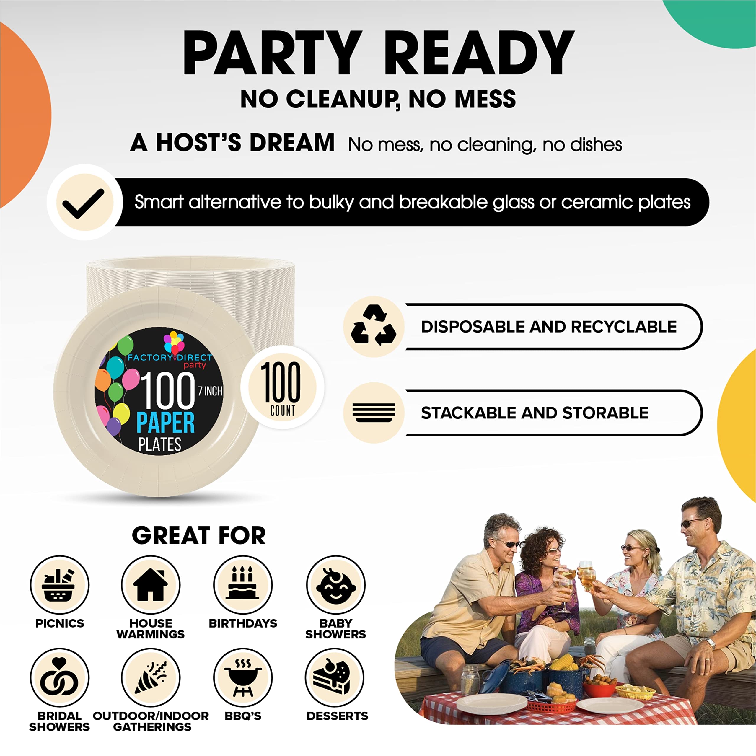 7 In. Ivory Paper Plates | Case of 1000