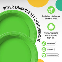 7 In. Lime Green Plastic Plates | 50 Count