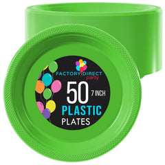 7 In. Lime Green Plastic Plates | 50 Count