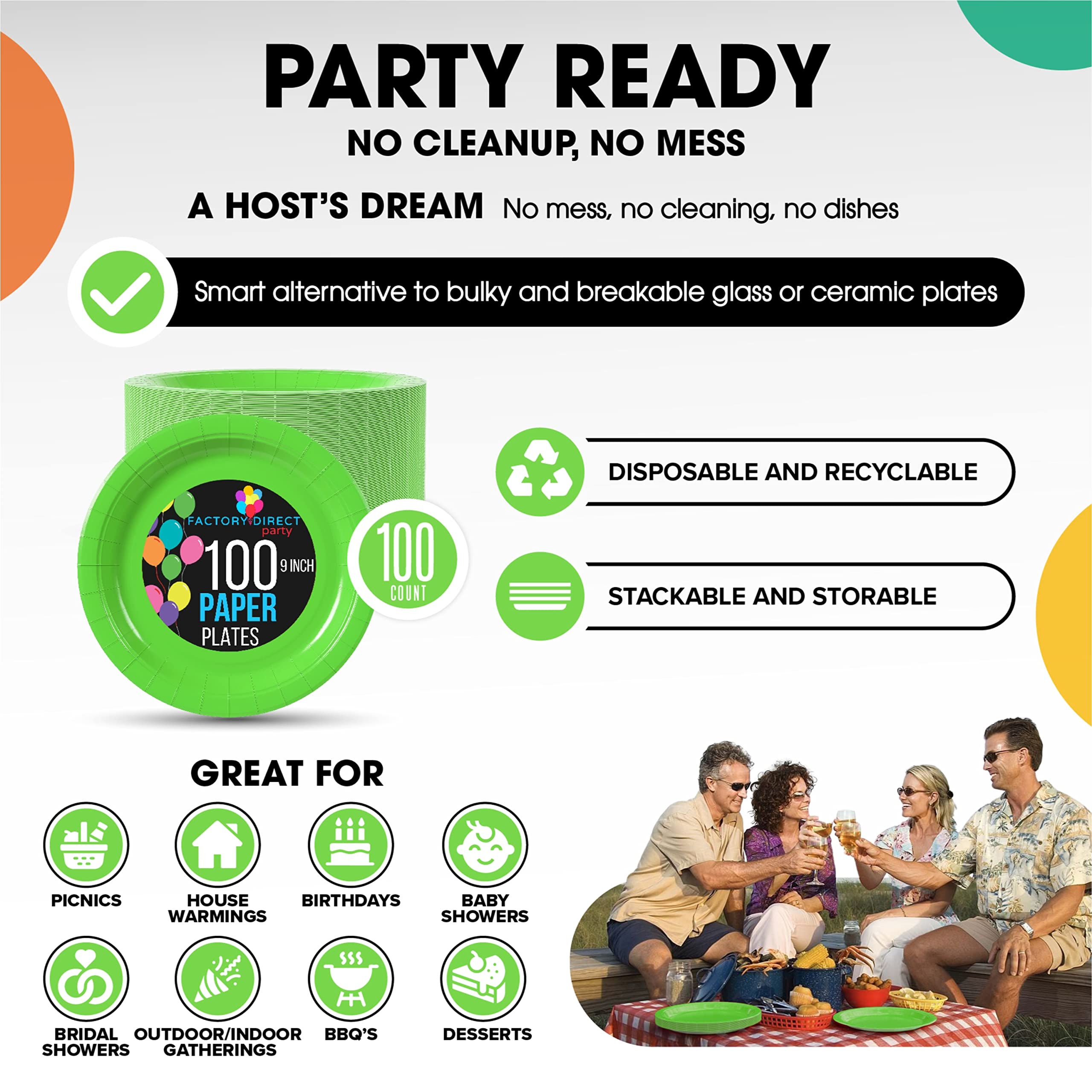 7 In. Lime Paper Plates | Case of 1000