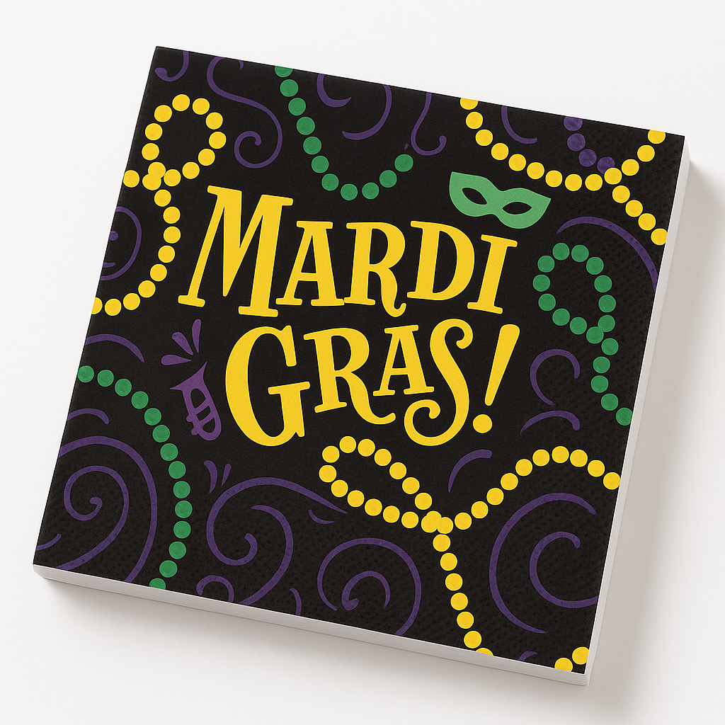 Good Times Mardi Gras Beverage Napkins - 5 In. X 5 In.