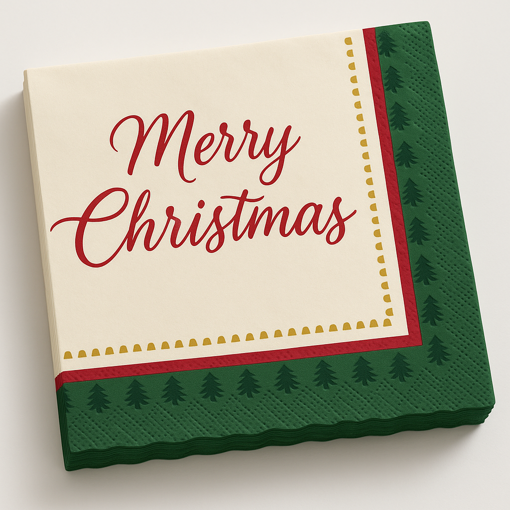 Elegant Evergreen Christmas Beverage Napkins, 40 Count