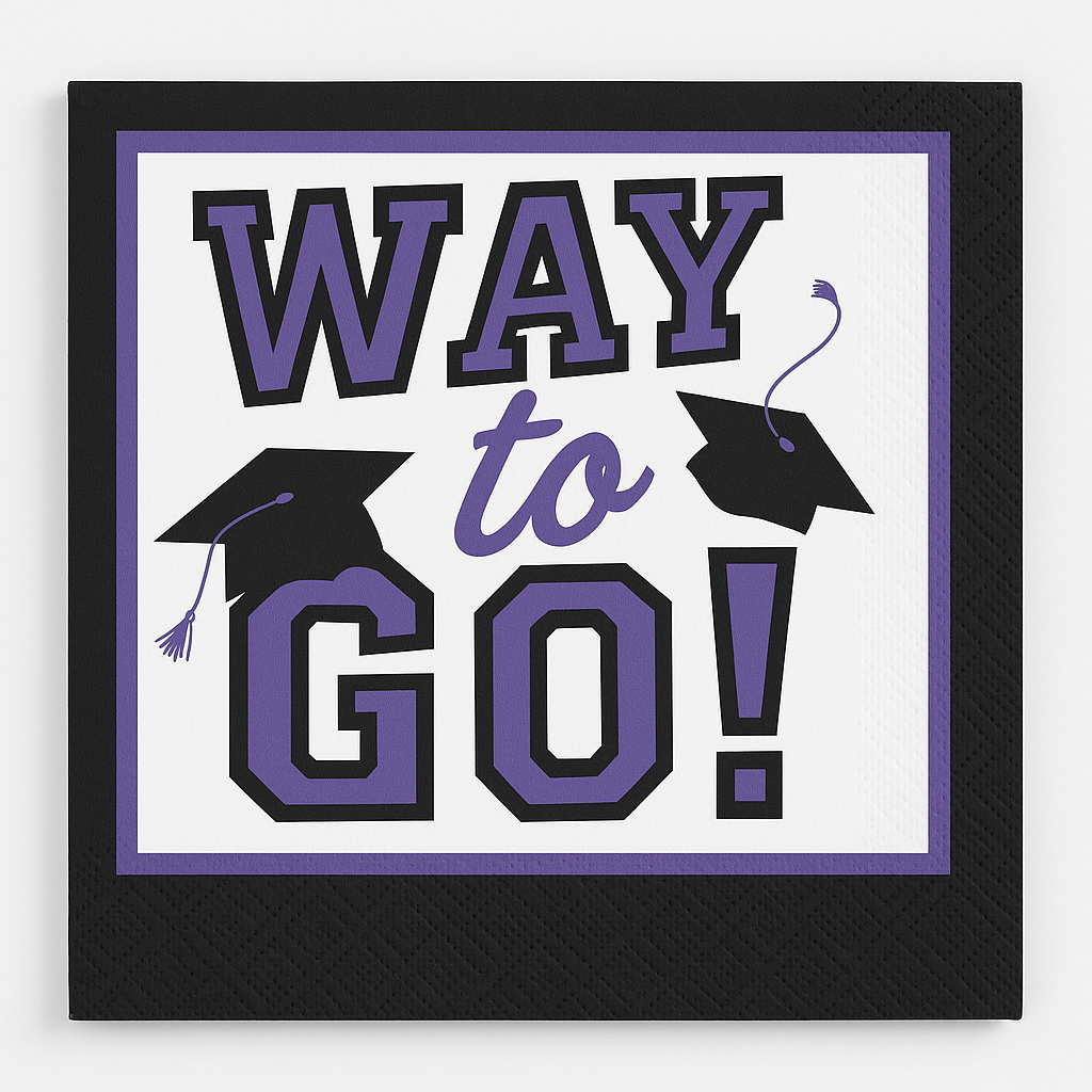 "Way to Go!" Graduation Beverage Napkins - Purple, 40-Pack