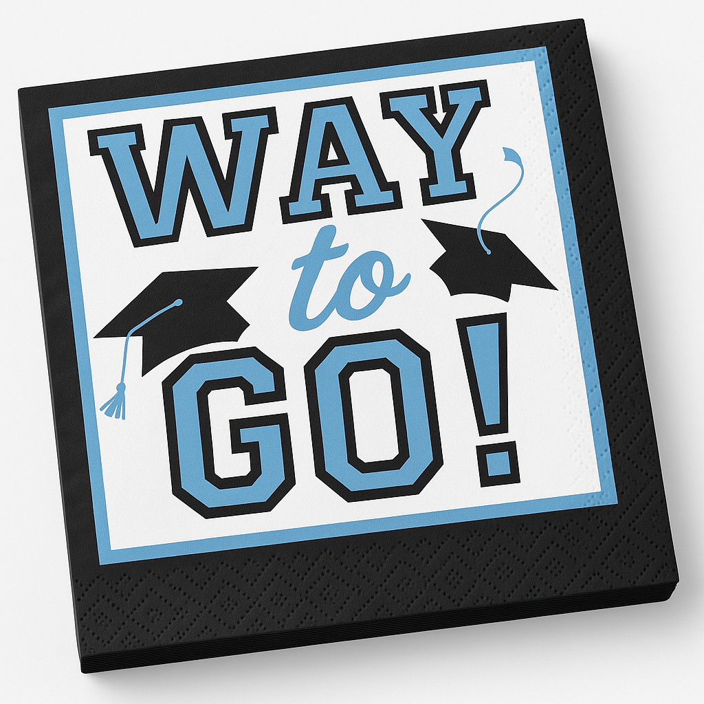 "Way to Go!" Powder Blue Graduation Beverage Napkins - 40 Pack