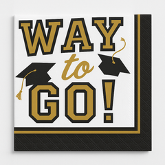"Way to Go!" Graduation Gold Beverage Napkins, 40-Pack - 5 In. X 5 In.