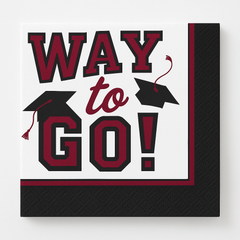 True to Your School "Way to Go!" Maroon Graduation Beverage Napkins, 40-Pack