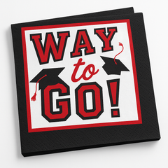 True to Your School "Way to Go!" Graduation Beverage Napkins - Red, 40-Pack - 5 In. X 5 In.
