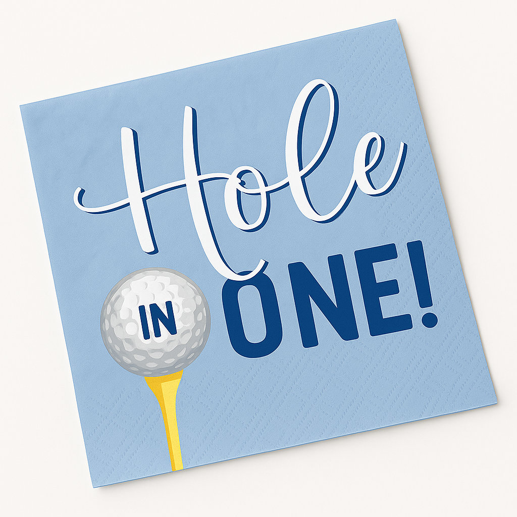 "Hole in One" Golf-Themed Beverage Napkins - 40 Pack